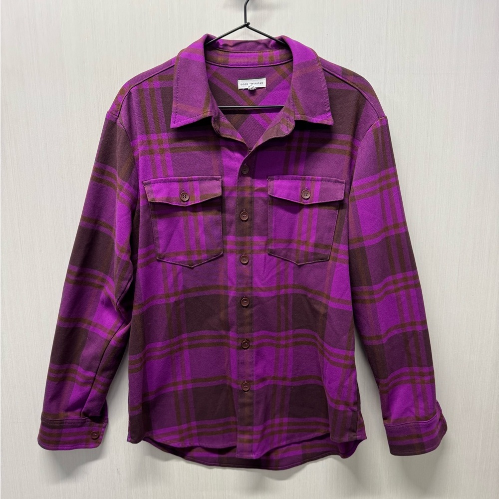 Good American Pop Thistle Easy Plaid Flannel Shirt